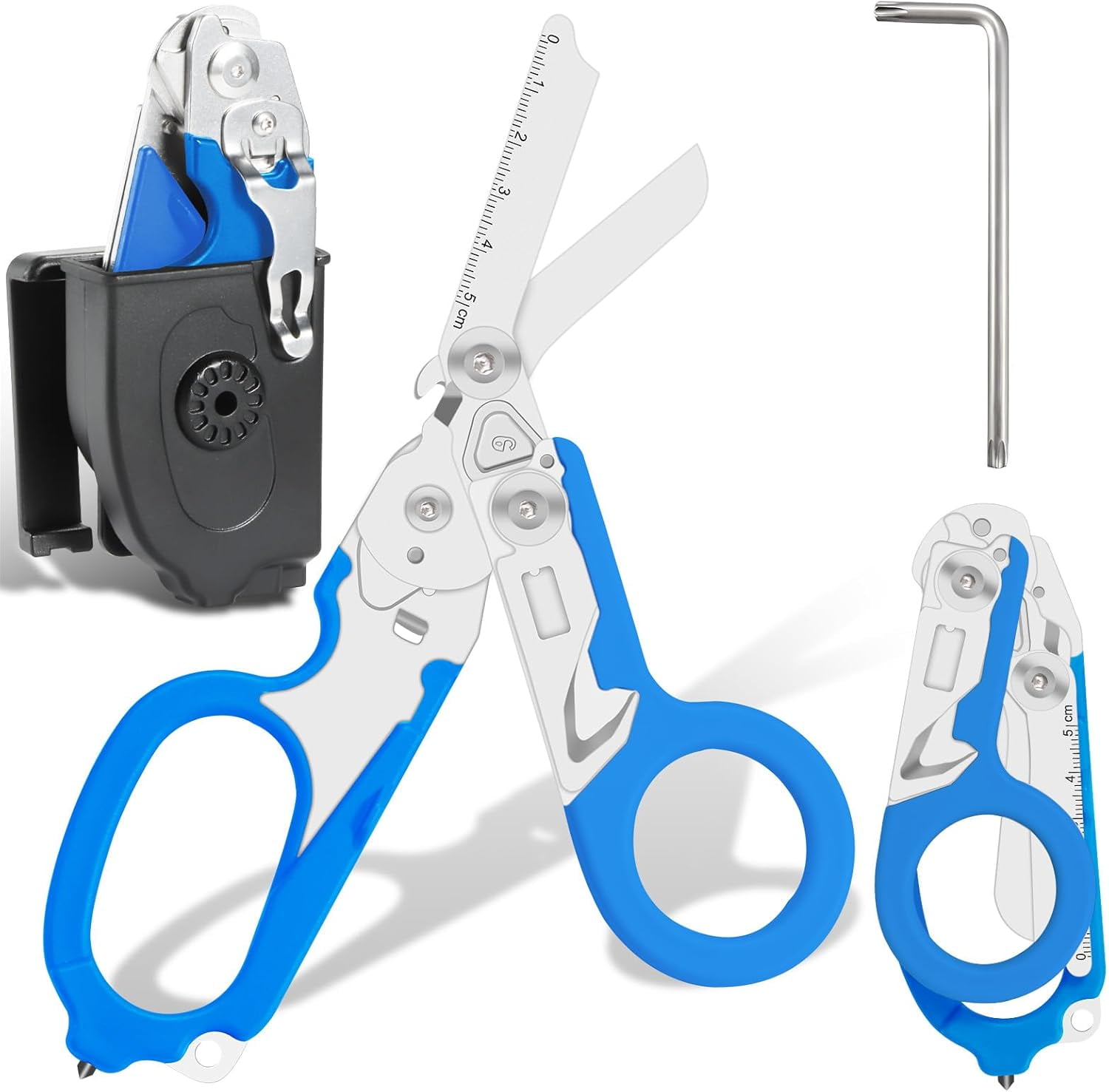 6-in-1 Foldable Trauma Shears with Holster - 420HC Stainless Steel Emergency Response Scissors, Glass Breaker