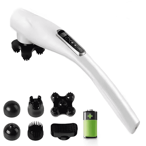 Relax Smart 6-in-1 Cordless Handheld Back Massager, Electric Full Body Massager, White