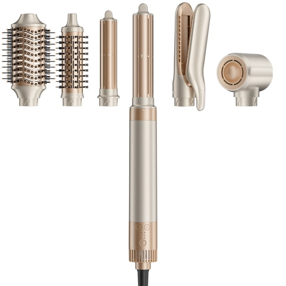 6-in-1 Hot Air Styler, Hair Dryer & Multi-Hair Styler with Auto-Curler, Straightener, Volumizing Brushes, Frizz-Free Hair Tool for Curling, Straightening, Smoothing & Adding Volume, No Heat Damage
