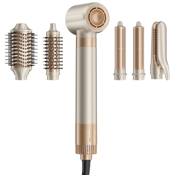 6-in-1 Hot Air Styler, Hair Dryer & Multi-Hair Styler with Auto-Curler, Straightener, Volumizing Brushes, Frizz-Free Hair Tool for Curling, Straightening, Smoothing & Adding Volume, No Heat Damage