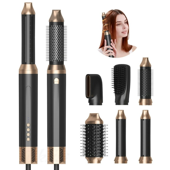 6-in-1 Hot Air Styler Kit with High-Speed Motor and Ionic Technology, Interchangeable Hair Dryer Brush Set for Airflow Curling, Straightening, and Volumizing, All-in-One Styling System