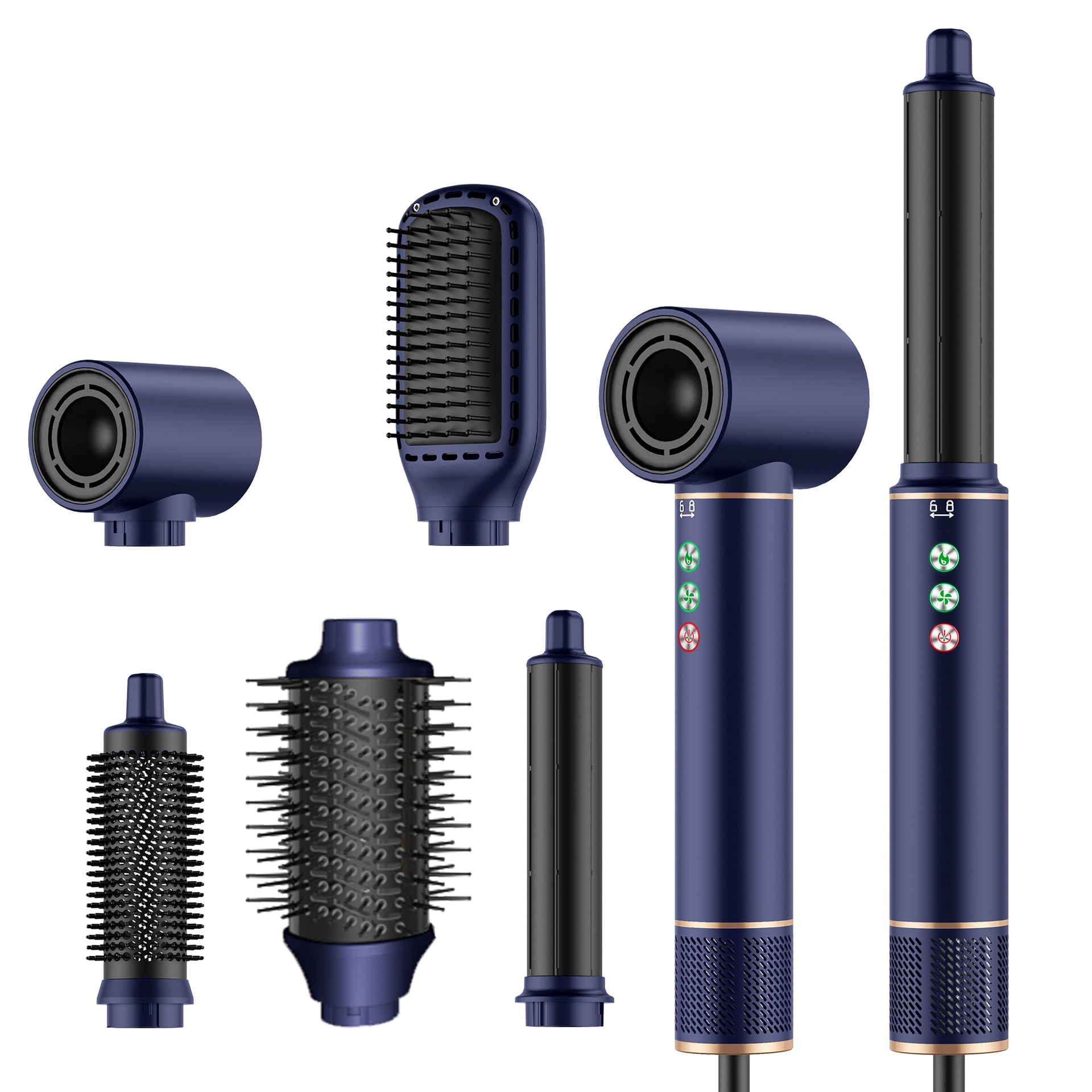 6-in-1 Hot Air Styler Kit, Professional Hair Dryer Brush Set with 6 Interchangeable Attachments, Ionic Multi-Styler for Drying, Straightening, Curling & Volumizing