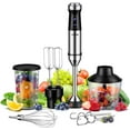 thumbnail image 1 of 6-in-1 Immersion Blender Handheld 1000W 20-Speed & Turbo Mode, Scratch Resistance Hand Blender with Dough Hooks, Egg Beaters, Whisk, 800ml Beaker, 600ml Chopper Titanium Blades, BPA-Free, Silver, 1 of 5