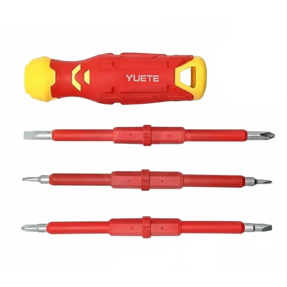6-in-1 Insulated Screwdriver Set 1000V Rated, CRV Steel Double-Ended Bits with Magnetic Tips for Electrical Work, 6 Specifications
