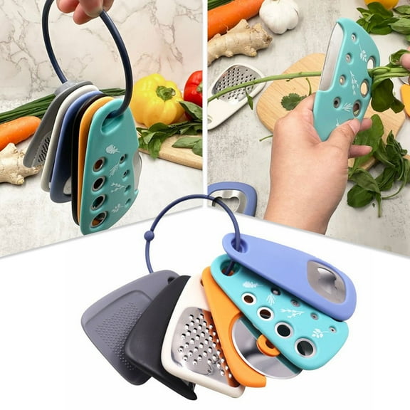 6-in-1 Kitchen Gadgets Set Stainless Steel Space Saving Tools with Garlic Grinder Cheese Grater Vegetable Peeler Pizza Cutter