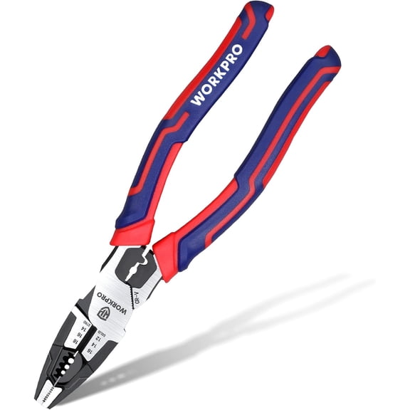 6-in-1 Linesman Pliers with Wire Cutter and Stripper, 8 Inch Multipurpose Combination Pliers, Premium CRV Steel Hand Tool Plier for Twisting Cutting Wires and Clamping Screws