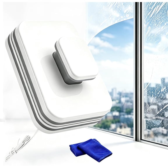 6-in-1 Magnetic Window Cleaner, 2027 Upgraded Double Sided Glass Cleaning Tool with Strong Magnets, Dual-Action Windshield Wow Car Tools with Anti-Fall Rope, Window Wiper(0.12"--0.39")
