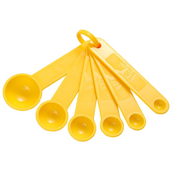 6-in-1 Measuring Spoons, Perfect for Measuring Both Wet and Dry Indgredients, Includes Detachable Ring for Optimal Storage and Organization, Dishwasher Safe, Assorted Gram Measuring Spoons Yellow