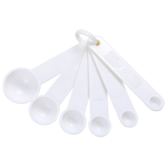 6-in-1 Measuring Spoons, Perfect for Measuring Both Wet and Dry Indgredients, Includes Detachable Ring for Optimal Storage and Organization, Dishwasher Safe, Assorted Gram Measuring Spoons White