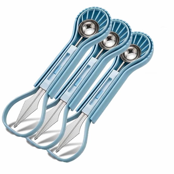 6-in-1 Melon Baller Scoop Set Stainless Steel Fruit Carve Tool (3pc) Fruit Cutters Shapes, Watermelon Scooper, Watermelon Baller for Melon Fruit Salad, Kitchen Gadget for Party