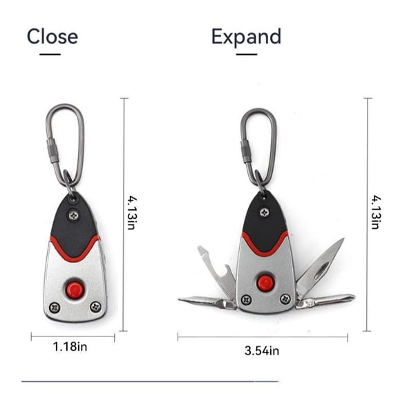6-in-1 Mini Keychain Multitool with LED Light Pocket EDC Knife, Screwdriver, Bottle Opener | Cool Gadgets for Men, Must-Have Everyday Carry