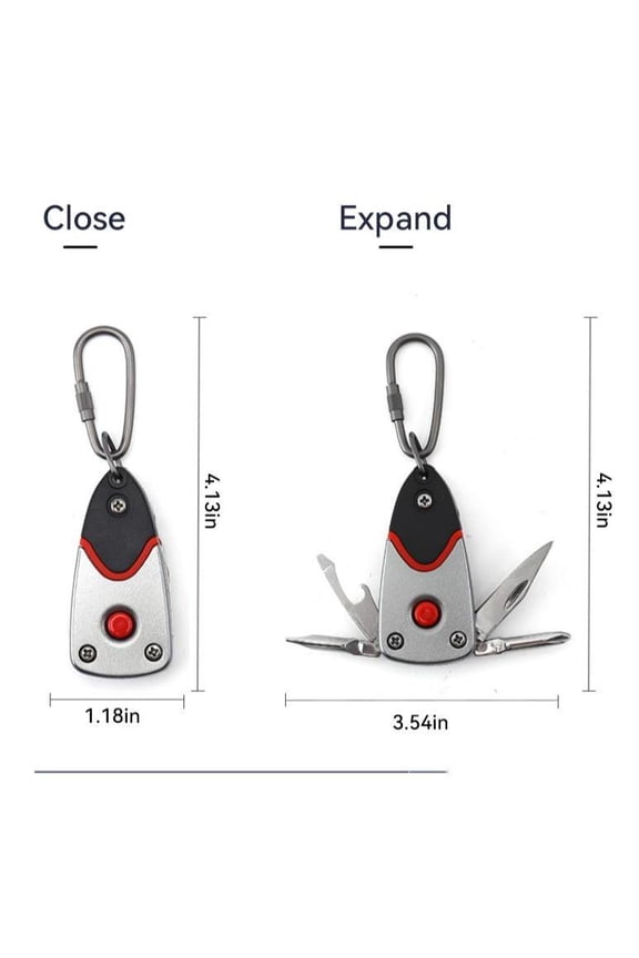 6-in-1 Mini Keychain Multitool with LED Light  Pocket EDC Knife, Screwdriver, Bottle Opener | Cool Gadgets for Men, Must-Have Everyday Carry