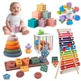 thumbnail image 1 of 6 in 1 Montessori Baby Toys, Xylophone Musical, Infant Teethers Toys, Wooden Sorting Stacking Learning Toys Birthday Gift for Toddlers 1 2 3, 1 of 8