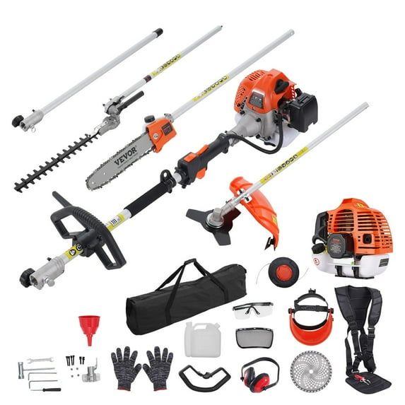 6-in-1 Multi-Functional Gas Powered Trimmer - 33CC 2-Cycle Hedge Trimmer & Weed Eater with Brush Cutter, Pole Saw, Edger & Pruner Attachments