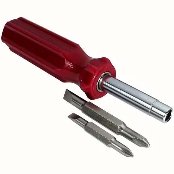 6-in-1 Multi-Functional Screwdriver Set for Mobile Phones and Tablets - Ergonomic Handle, Durable Plastic, Includes #1 & #2 Slotted and 3/16" & 5/16" Nut Drivers