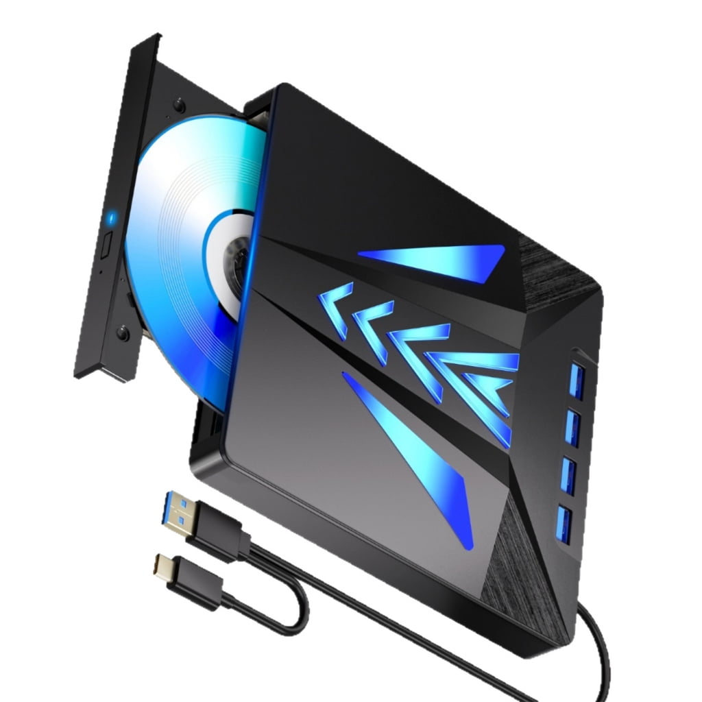 6-in-1 Multi-Port External Disc Drive with Memory Card Slot & High-Speed Data Transfer for Computers