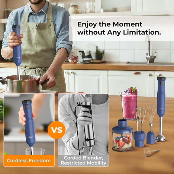 6-in-1 Multi-Speed Cordless Rechargeable Immersion Hand Blender