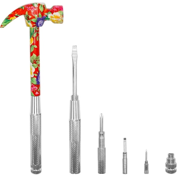 6 in 1 Multifunctional Floral Hammer & Tool for Christmas, Birthday, Valentine's Day (Red)