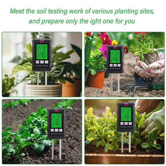 6 in 1 Multifunctional Soil Tester Soil Fertility PH Temperature Humidity Sunlight Air Moisture Detector for Gardening