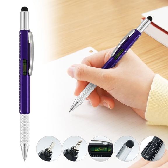 6-in-1 Multitool Pen, Stylus for Touchscreen with Ballpoint Pen, Ruler, Screwdrivers, Practical Gifts for Men, Dad, Teachers, Cool Pocket Tool Gadget for Everyday Carry and DIY