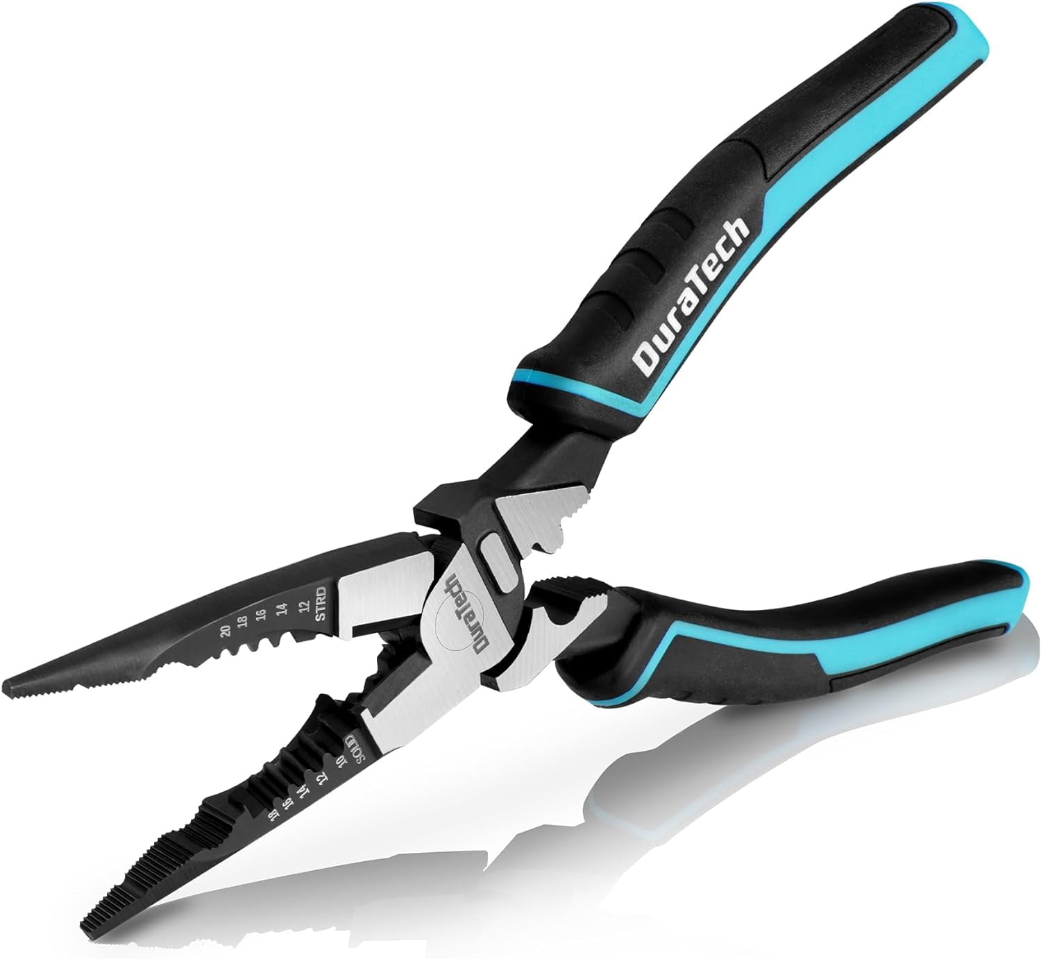 6-in-1 Needle Nose , 8.5" Multipurpose Long Nose with Wire Stripper/Crimper/Cutter Function, Heavy Duty Multifunctional Electrician for Crimping, Stripping, Shearing