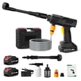 thumbnail image 1 of 6-in-1 Nozzle Cordless Pressure Washer with 2*21V 1500mAh Batteries,3200RPM,500PSI Electric Power Washer with 10M (32.8FT) Hose for Floor Cleaning,Car Washing,Watering Plants & Pet Cleaning, 1 of 9