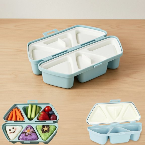 6-in-1 Onigiri Mold Set, Triangle Sushi Mold & Rice Storage Container - Quickly Makes 6 Rice Balls, Portable Sushi Maker Kit for Musubi Onigiri