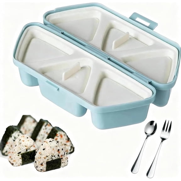 6 in 1 Onigiri Mold Triangle Rice Ball Mold Onigiri Maker Sushi Making Kit Once Quickly Make 6pcs Rice Balls for Lunch and Home DIY (Blue)