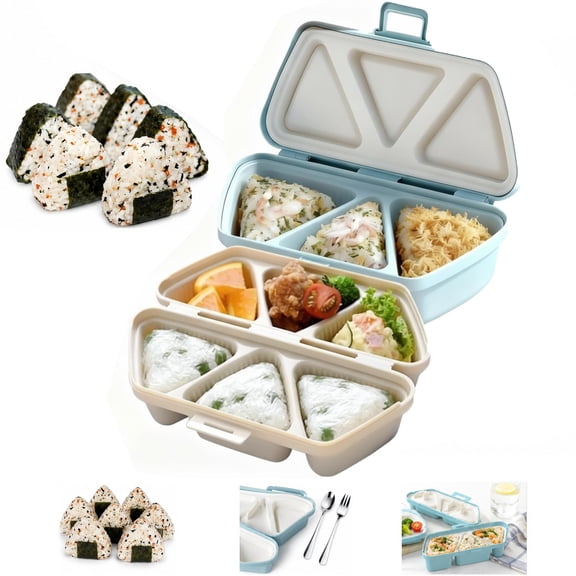 6-in-1 Onigiri Rice Ball Mold, Triangle Sushi Maker Kit, Musubi Press Tool for Quick Homemade Rice Balls, Kitchen DIY Bento Lunch Food Prep Tool