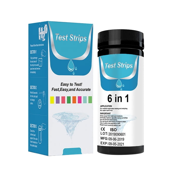 6-in-1 Pool Water Test Strips, 50-Count, pH and Chemical Test Paper for Swimming Pool Water Quality Monitoring