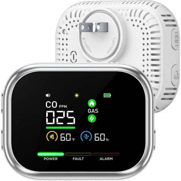 6-in-1 Portable Air Quality Monitor, Environment Detector,HD Display Temperature Humidity,Built-in Battery,High Accuracy Sensors for Home, RV,Hotel,Camping,Car,Travel,silver,1 pack