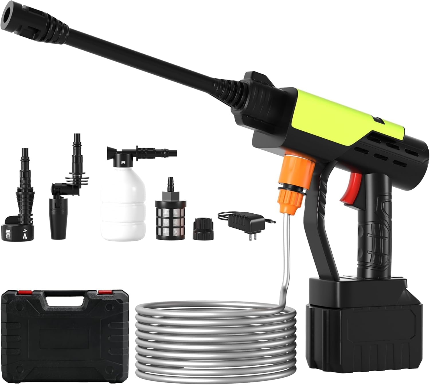 6 in 1 Portable Cordless Electric High Pressure Water Spray Gun Car Washer Cleaner Tool W/Three function levers