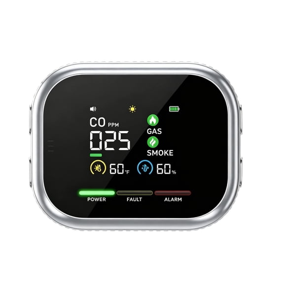 6-in-1 Portable Detector, HD Temp Humidity Display, Plug-in Built-in Battery, High-Precision Sensor for Home, RV, Hotel, Camping, Car Travel