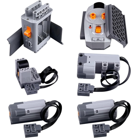 6-in-1 Power Functions Motors Kit, Compatible with Well-Known Brand Technology Parts, Contains 2*M/servo Motor AA Battery Box 2.4G Remote Control Receiver, Perfect Christmas & Birthday Gifts for boy