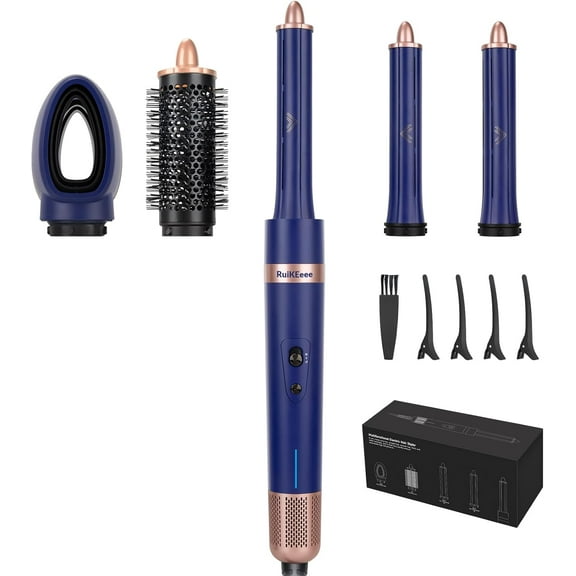 6-in-1 Professional Hair Dryer Brush & Curling Set with Travel Case - Complete Hot Air Styler for Fast Drying, Smoothing & Volumizing