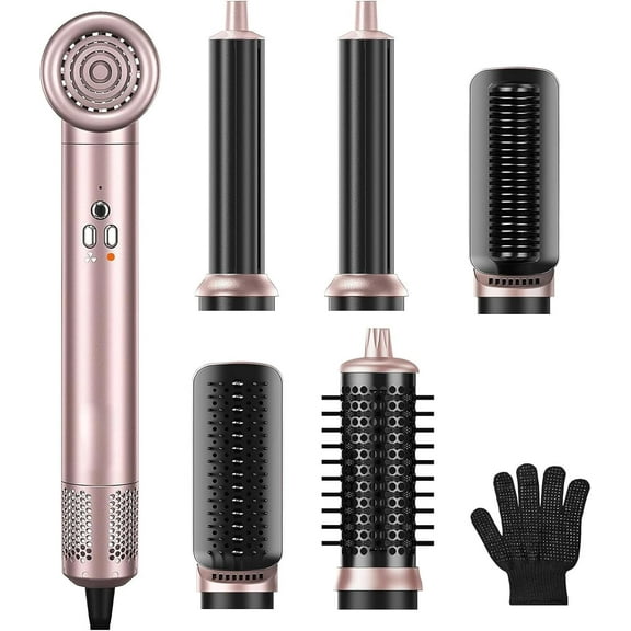 6-in-1 Professional Hot Air Styler Kit, Complete Hair Dryer Brush System with High-Speed Motor for Volumizing, Smoothing & Auto-Wrapping Curls