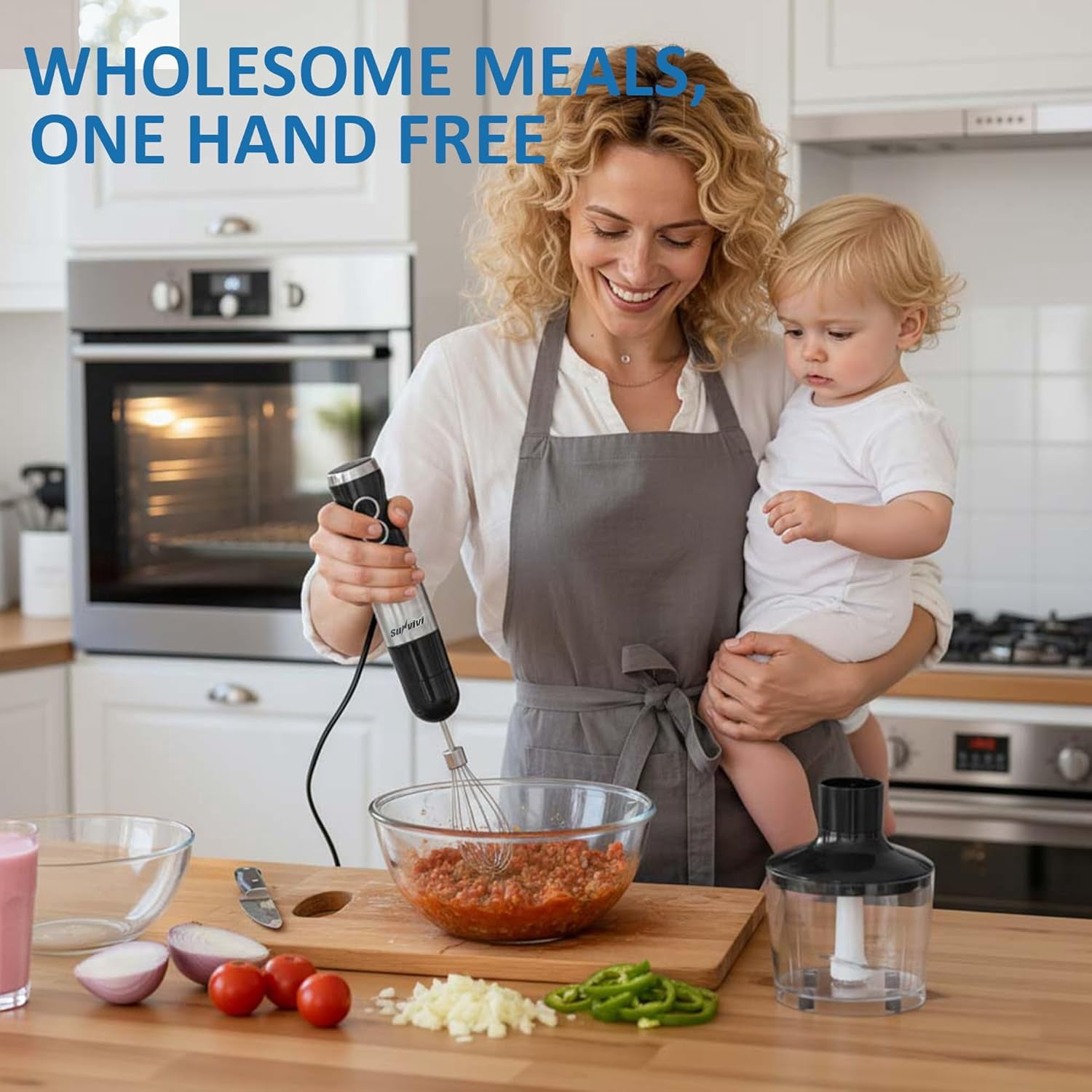 6 in 1 Professional Immersion Blender with 12-Speed & 10 Attachments, 1000W Heavy Duty Hand Mixer