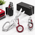 Traua Shears 6-in-1 Red Foldable Stainless Steel Multi-tool Trauma Shears with ...