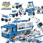 6-in-1 Robot Building Toys for Kids - Blue (653 Pcs)