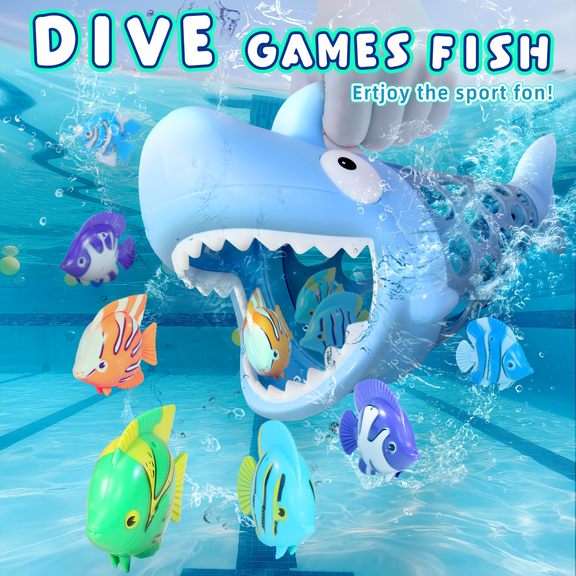 6-in-1 Shark Fishing Bath Toy for Kids - Ultimate Pool & Bathtub Fun with 1 Big Shark & 6 Colorful Fish | Educational & Durable Toy for Boys & Girls Ages 6+