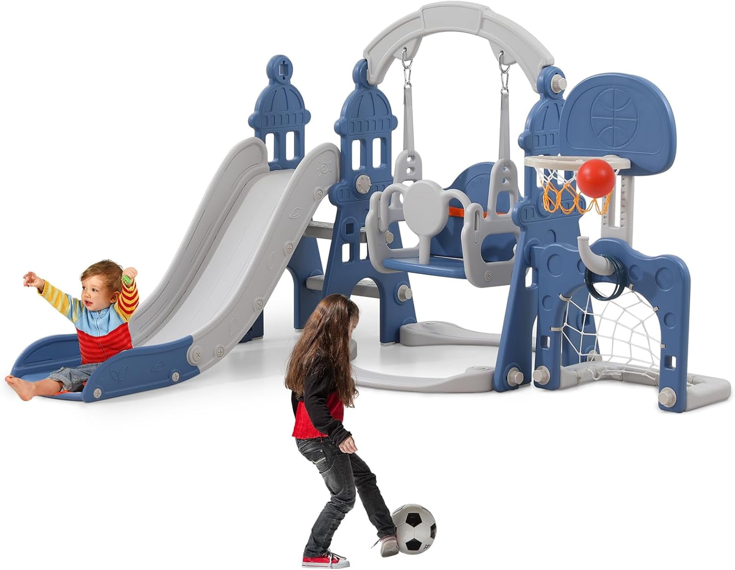 Swing Set, Outdoor Playset for Kids with Slide