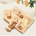 thumbnail image 1 of 6-in-1 Small Pet Wooden Foraging Puzzle Toy & Treat Dispenser for Guinea Pigs, Hamsters, Rabbits, Chinchillas, Rats & Gerbils, Enrichment Interactive Cage Accessory, 1 of 9