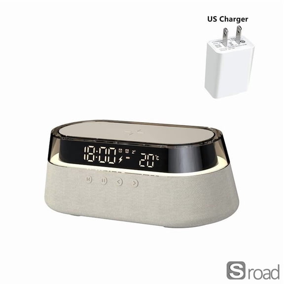 6-in-1 Smart Alarm Clock With 15W Fast Wireless Charger, Bluetooth Speaker, FM Radio, Dual Alarm, USB Port & RGB Mood Night Light For Bedroom