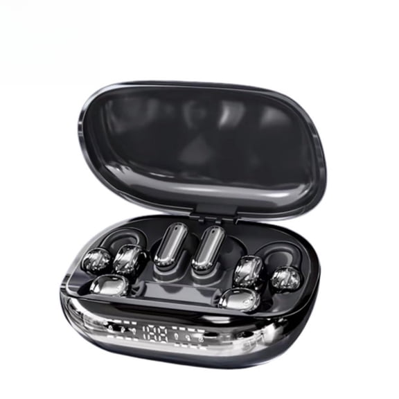 6-in-1 Smart Wireless Earbuds Open-Ear Clip-On & Mini Sleep Headphones | Bluetooth 6.0 Dual Chip with Case AI ENC Noise Cancellation 3D Spatial Surround Sound LED Display for Workout Travel(lxf)