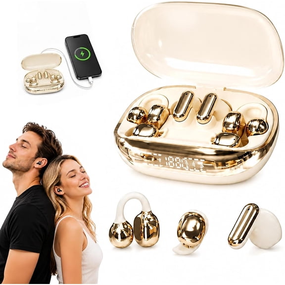 6-in-1 Smart Wireless Earbuds, Open-Ear Clip-On & Mini Sleep Headphones, Bluetooth 6.0 Dual Chip with Case, in-Ear & Sleep Earphones, APP EQ, LED Display,Low Latency Headphones for Sports and Travel.