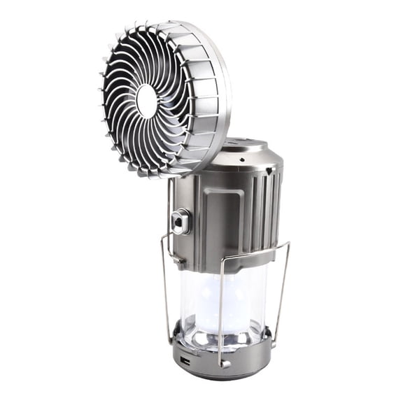6 in 1 Solar Camping Fan Light with Bluetooth Speaker, Rechargeable LED Lantern and Power Bank, Foldable Outdoor Fan for Tent Beach Emergency