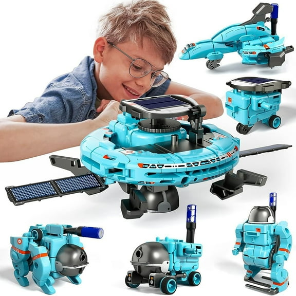 6-in-1 Solar Robot Kit, DIY Building Set with Solar/Battery Power, Space Themed Educational STEM Toy for Creative Assembly