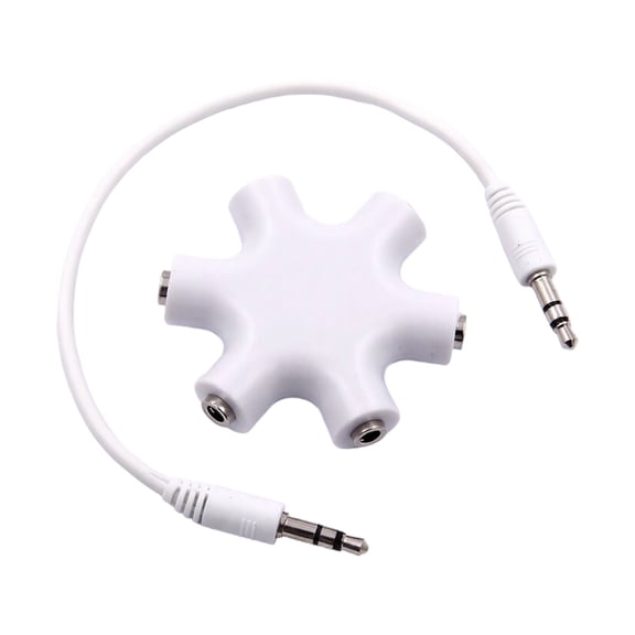 6 in 1 Stereo Music Hubs Splitter 3.5mm Jacks Connectors Supports 5 Devices Simultaneous listening Coppers Transmission