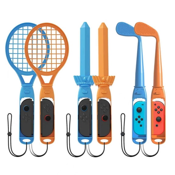 6-in-1 Switch Sports Accessories Bundle for Switch2/1 Joy-Con with Tennis, Golf, Sword Props, Motion Control Game Kit for Switch Sports & Fitness Games