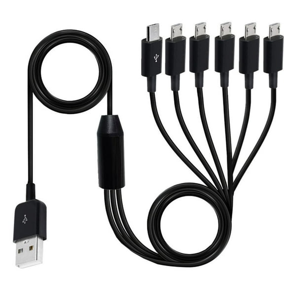 6 in 1 Sync Charging Cord USB 2.0 with 6 Micro USB Male Plug for Mobile/Android